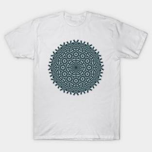 Sacred Leaf Mandala (Dark Blue) T-Shirt